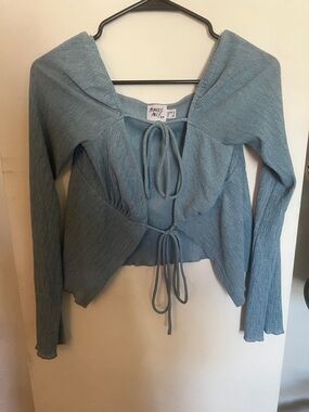 Princess Polly Blue Tie-Front Long Sleeve Top